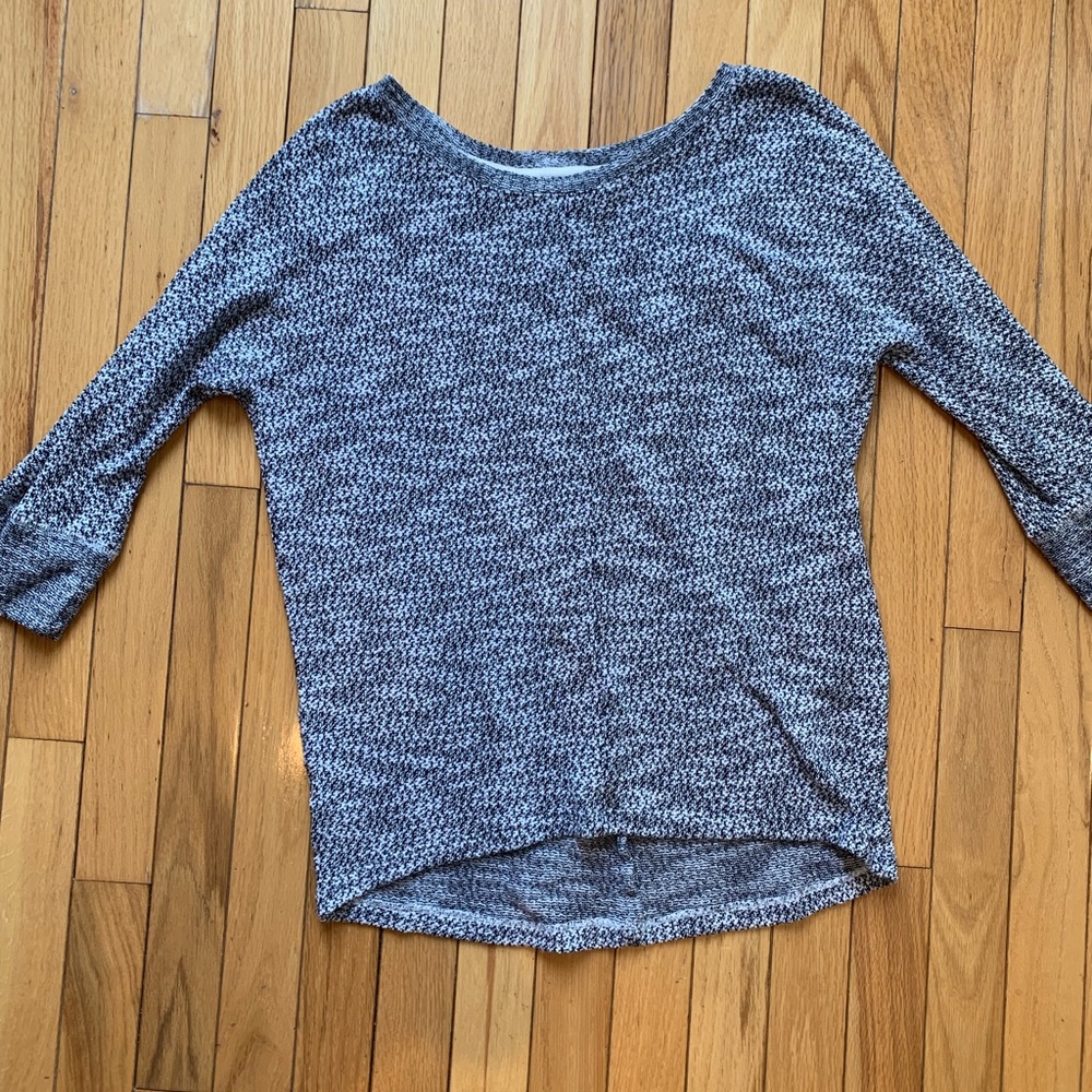 Loft Black and White Quarter Sleeve Sweater